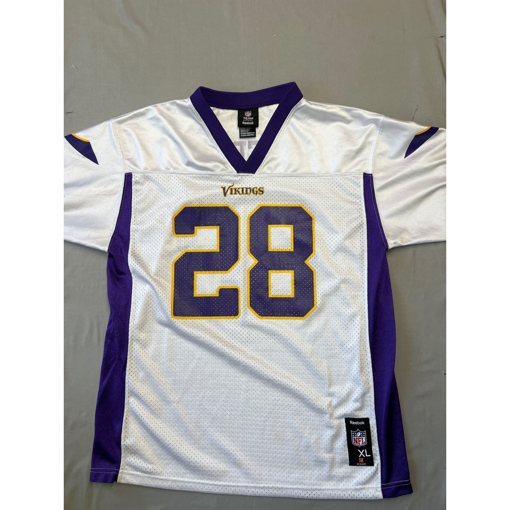 Reebok NFL Minnesota Vikings Adrian Peterson 28 Jersey Kids XL White Purple